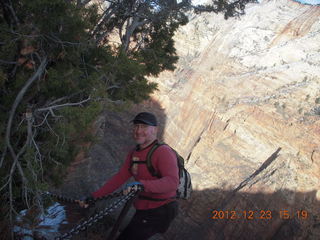 201 84p. Zion National Park - Angels Landing hike - Adam using chains