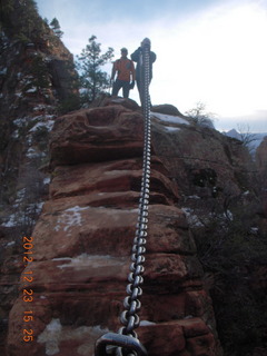 212 84p. Zion National Park - Angels Landing hike - Adam using chains