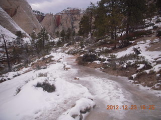 241 84p. Zion National Park - Angels Landing hike - West Rim trail - icy path