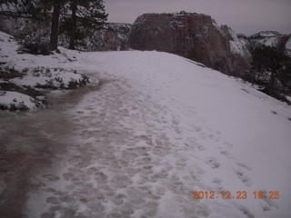 242 84p. Zion National Park - Angels Landing hike - West Rim trail - icy path