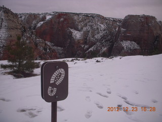 249 84p. Zion National Park - Angels Landing hike - West Rim trail - foot trail sign