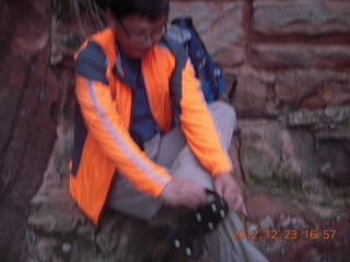 Zion National Park - Angels Landing hike - slippery Walter's Wiggles - another hiker's crampons