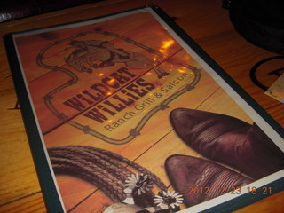 294 84p. Wildcat Willies restaurant menu