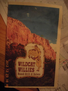 Wildcat Willies restaurant menu