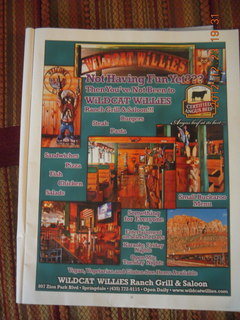 304 84p. Wildcat Willies restaurant advertisement
