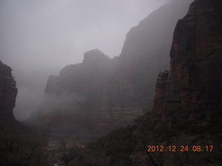 23 84q. Zion National Park - cloudy, foggy Observation Point hike