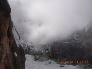 227 84q. Zion National Park - cloudy, foggy Observation Point hike