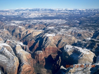 aerial - Zion National Park - Observation Point and Angels Landing