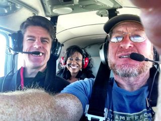 364 851. Kevin and Annie and Adam flying in N8377W