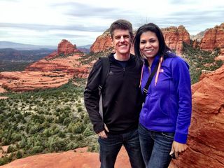 Sedona - Pink Jeep tour - Fatemah and Kevin and cool tree