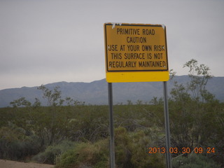 259 87w. Alamo Lake run - primitive road sign