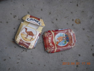 packs of Camel cigarettes litter