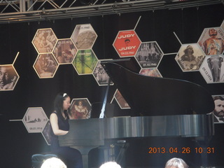 time tunnel display at Kimmel Center - pianist