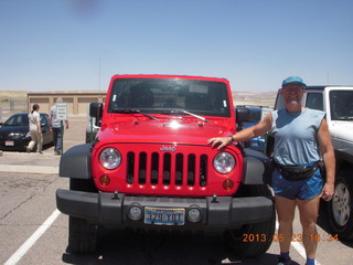Adam and red Jeep