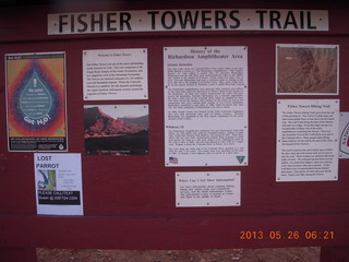 13 89s. Fisher Towers drive sign