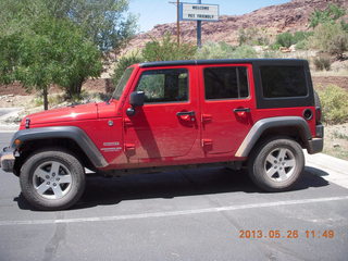 110 89s. dirty red Jeep