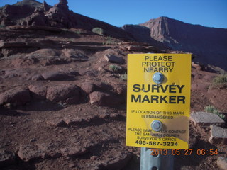 Hurrah Pass - survey marker sign