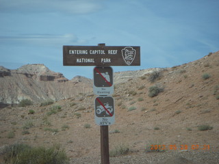 Caineville Wash Road - Entering Capitol Reef National Park sign