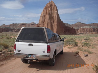 Caineville Wash Road - Temple of the Sun and LaVar's truck