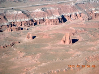 27 89v. aerial - Cathedral Valley - Temples of the Moon and Sun
