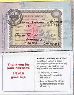 Uganda visa in my passport