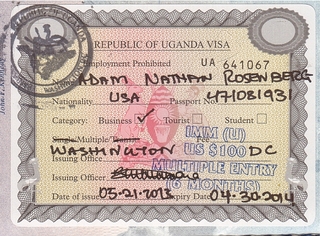 Uganda visa in my passport