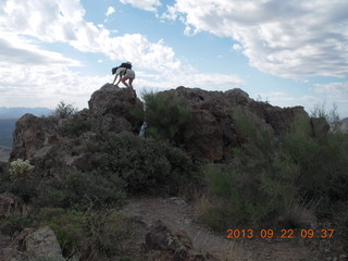 Elephant Mountain hike - Beth climbing on top