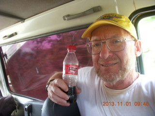 Uganda - drive north to Chobe Sarari Lodge - Adam and local cola