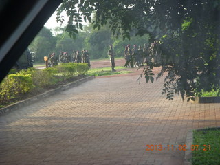 11 8f2. Uganda - Chobe Safari Lodge - soldiers for President Yoweri Museveni's arrival