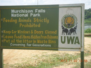 256 8f2. Uganda - Murcheson Falls National Park sign