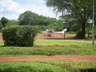 30 8f3. Uganda - Chobe Safari Lodge - airplane at the airstrip