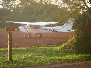 11 8f4. Uganda - Chobe Sarafi Lodge - airplane at the airstrip