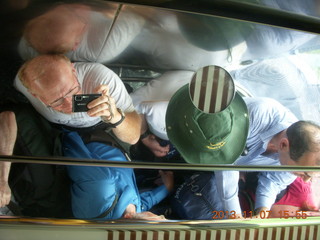 82 8f7. Uganda - Entebbe - Protea Hotel - lots of us in the lift (elevator)