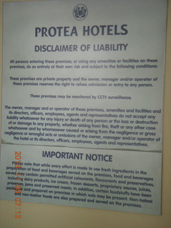 20 8f8. Uganda - Entebbe - Protea Hotel sign
