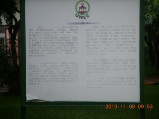 27 8f8. Uganda - Entebbe - Uganda Wildlife Education Center (UWEC) sign