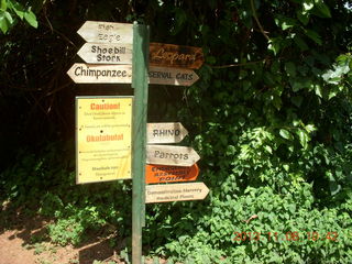 91 8f8. Uganda - Entebbe - Uganda Wildlife Education Center (UWEC) - direction signs