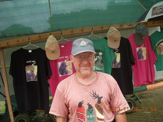 181 8f8. Uganda - Entebbe - Uganda Wildlife Education Center (UWEC) - Adam wearing cap + t-shorts