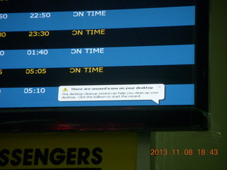 210 8f8. Uganda - Entebbe Airport - windows message on flights screen