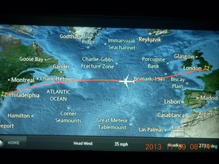 6 8f9. London to Philadelphia flight map