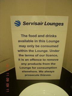 sign in Heathrow Airport (LHR) lounge