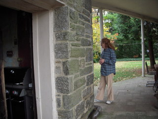 Betsy closing the garage