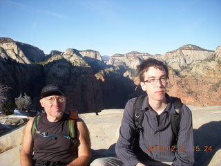Zion National Park - Angels Landing hike - Adam and Brian at the top