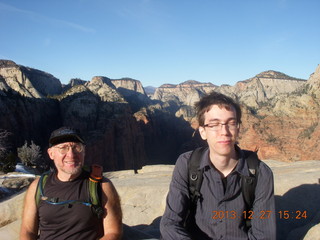 Zion National Park - Angels Landing hike - Adam and Brian at the top