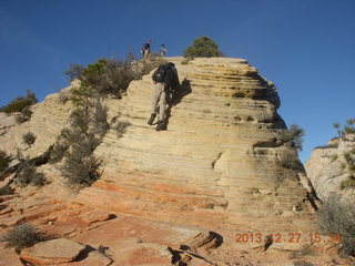 225 8gt. Zion National Park - Angels Landing hike - Brian climbing small hill at the top