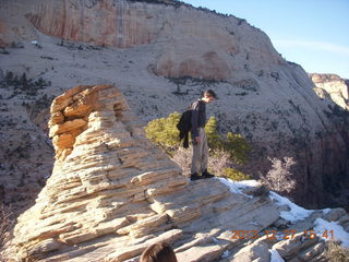 Zion National Park - Angels Landing hike - Brian climbing small hill at the top