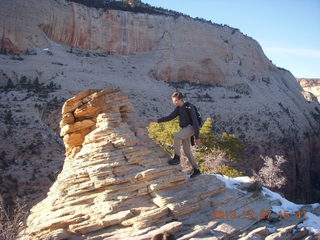 238 8gt. Zion National Park - Angels Landing hike - at the top - Brian climbing a hill
