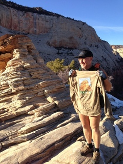 250 8gt. Zion National Park - Angels Landing hike - at the top - Adam and Angels Landing shirt