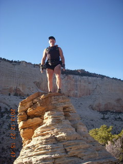 251 8gt. Zion National Park - Angels Landing hike - at the top - Adam atop hill