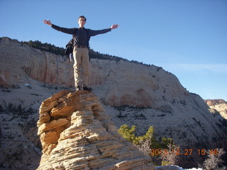 Zion National Park - Angels Landing hike - at the top - Brian atop hill