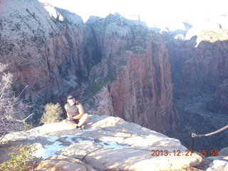268 8gt. Zion National Park - Angels Landing hike - descending - Adam sitting